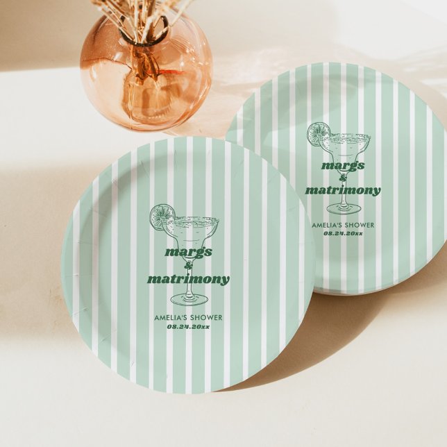 Assiettes En Carton Marges & Mariage Retro Fête des mariées Bacheloret (Créateur téléchargé)