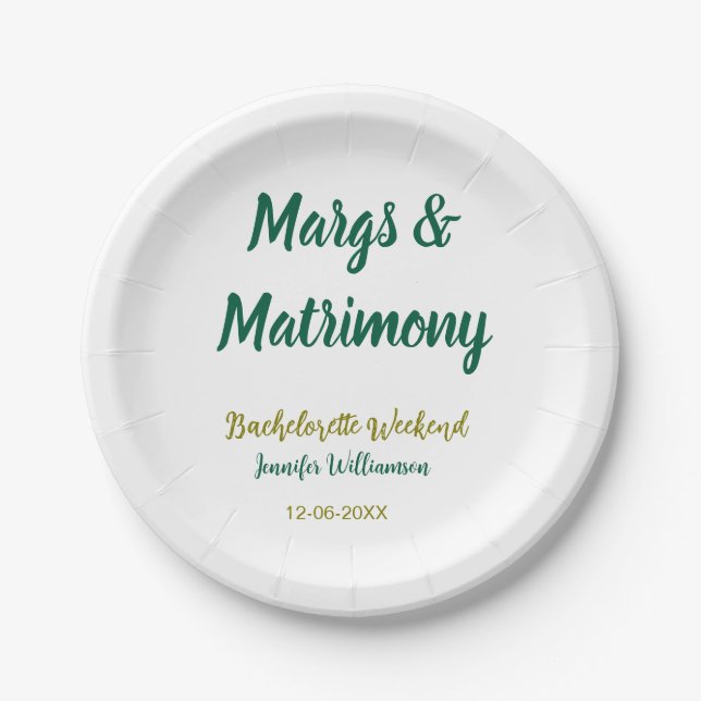 Assiettes En Carton Margs and matrimony add name date bachelorette par (Devant)