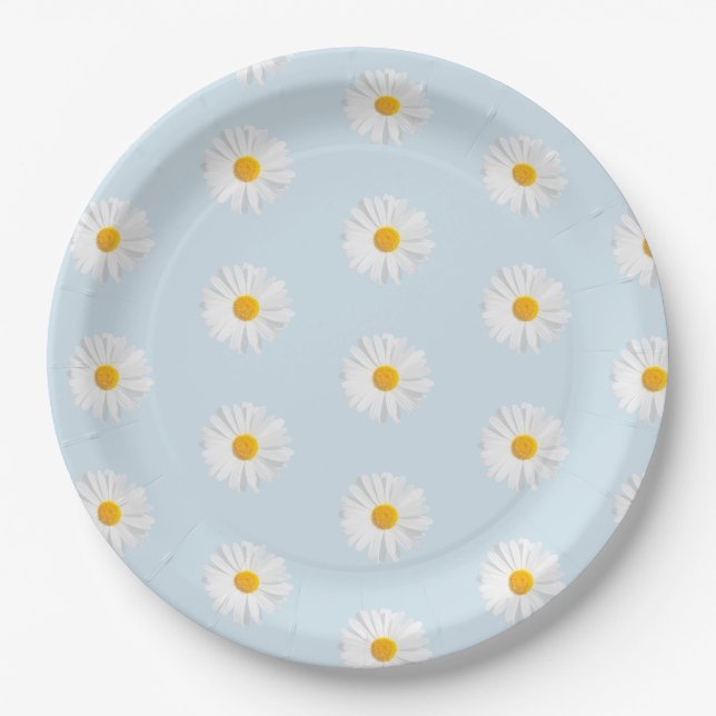 Assiettes En Carton marguerite blanche (Devant)