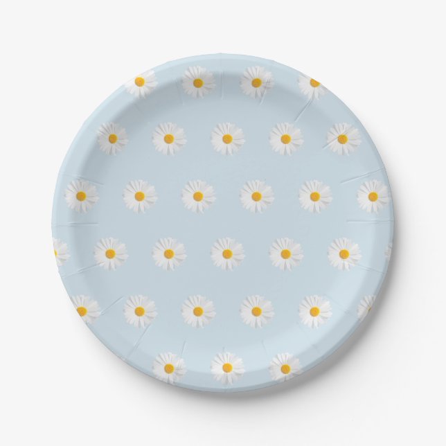 Assiettes En Carton marguerite blanche (Devant)