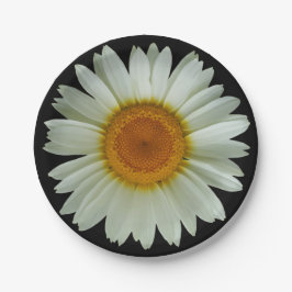 Assiettes En Carton Marguerite blanche moderne sur le noir