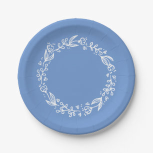 Assiettes En Carton Mariage à fleurs de Cornflower bleue