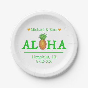 Assiettes En Carton Mariage à Hawaï île des Ananas Aloha