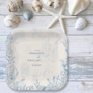 Assiettes En Carton Mariage à thème Blue Toile Ocean