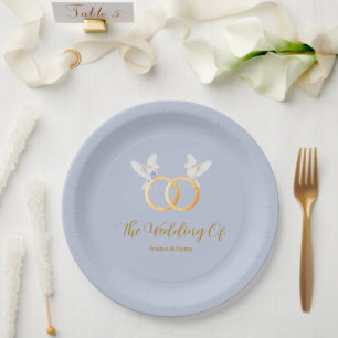 Assiettes En Carton Mariage ADELLE Simple Dusk Blue Couple