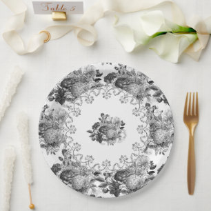 Assiettes En Carton Mariage / Anniversaire de mariage botanique noir v