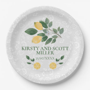 Assiettes En Carton Mariage aux citrons siciliens aquarelle