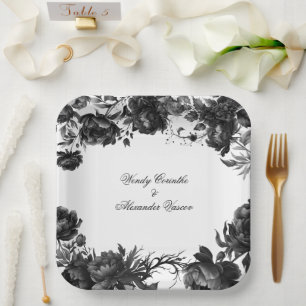 Assiettes En Carton Mariage blanc gothique classique