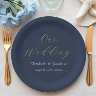 Assiettes En Carton Mariage bleu opulent