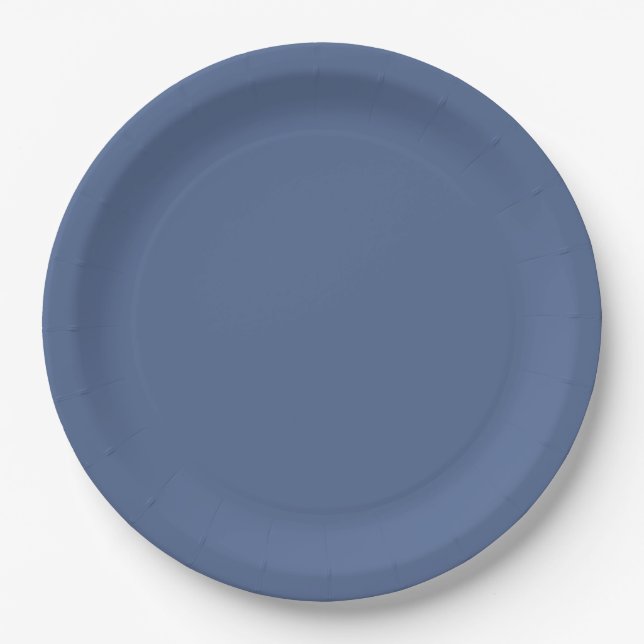 Assiettes En Carton Mariage Bleu Poussiéreux Uni (Devant)
