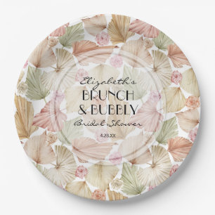 Assiettes En Carton Mariage Bohème avec Feuilles et Fleurs Séchées