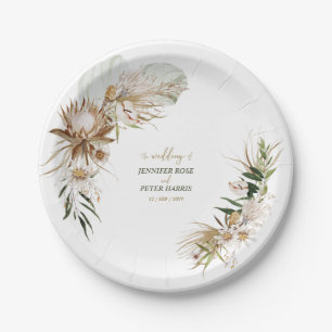 Assiettes En Carton Mariage Bohème Botanique Vert & Or Automne / Hiver