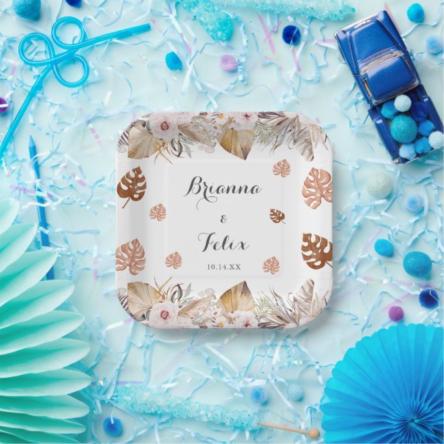 Assiettes En Carton Mariage Bohème Neutre Rustique (Fête)