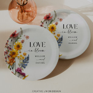 Assiettes En Carton Mariage Boho Fleur sauvage de fleurs pressées