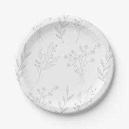 Assiettes En Carton Mariage Boho Floral Argent