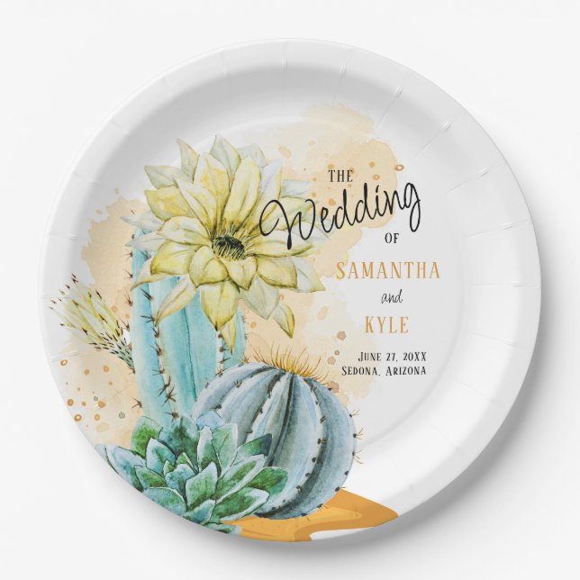 Assiettes En Carton Mariage Cactus (Devant)