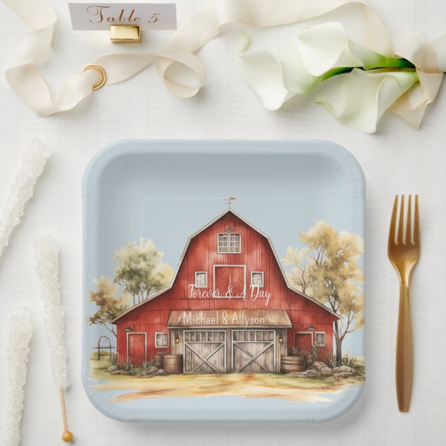 Assiettes En Carton Mariage campagnard d'animaux de ferme (Mariage)