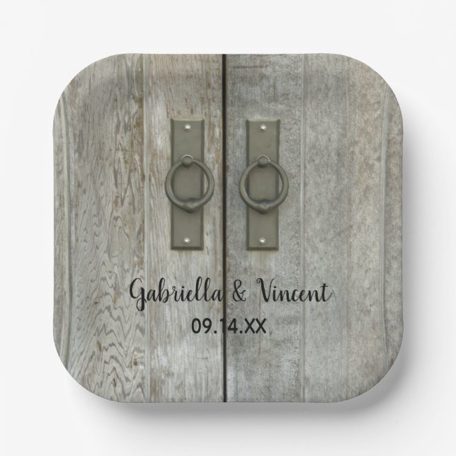 Assiettes En Carton Mariage campagnard des portes à double grange (Recto)