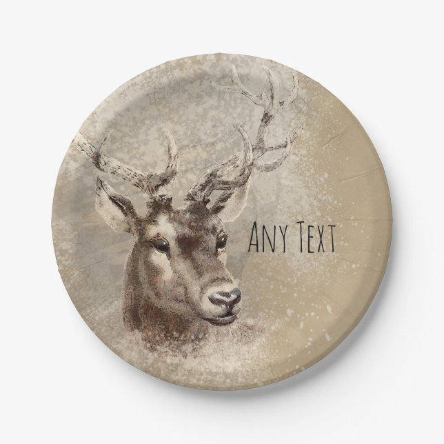 Assiettes En Carton Mariage campagnard Rustic Deer Head (Devant)