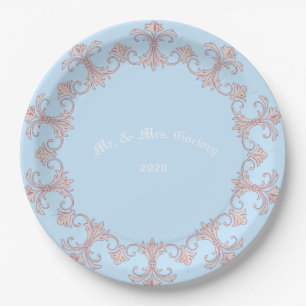 Assiettes En Carton Mariage Célébrations Bleu Personnaliser