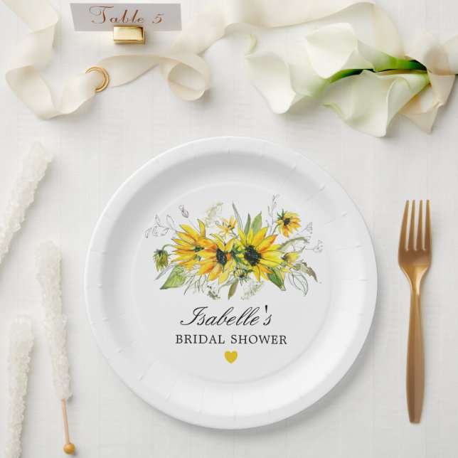 Assiettes En Carton Mariage Champêtre Jaune Tournesol (Mariage)