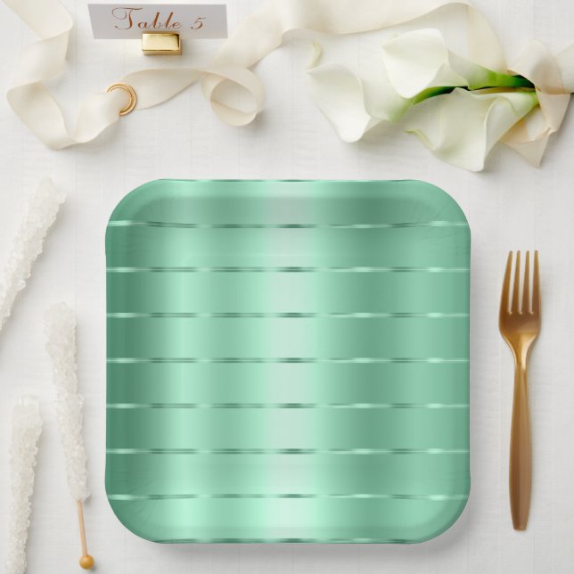 Assiettes En Carton Mariage Chic Ruban Menthe (Mariage)