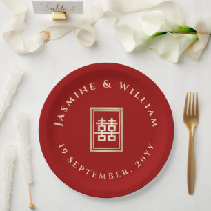 Assiettes En Carton Mariage chinois à double bonheur