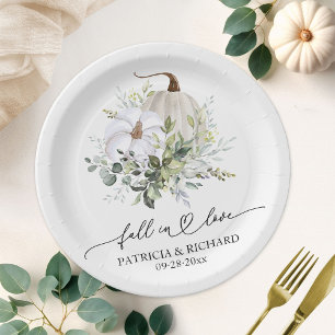 Assiettes En Carton Mariage Citrouille Blanche et Eucalyptus Coup de F