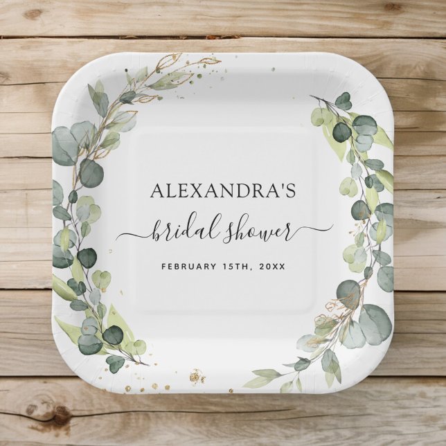 Assiettes En Carton Mariage civil Eucalyptus Verdure Bohème Jardin (Créateur téléchargé)