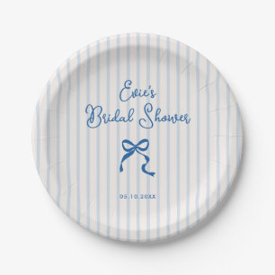 Assiettes En Carton Mariage civil Shower avec ruban bleu