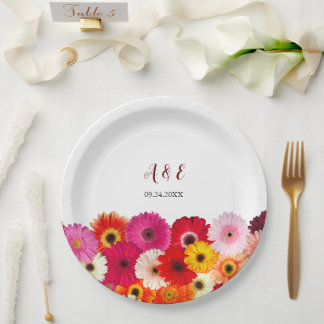 Assiettes En Carton Mariage coloré Daisy Florals