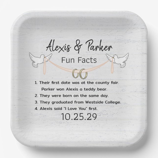 Assiettes En Carton Mariage Couple Fun Faits (Recto)