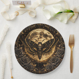 Assiettes En Carton Mariage crâne de papillon gothique – Élégance somb