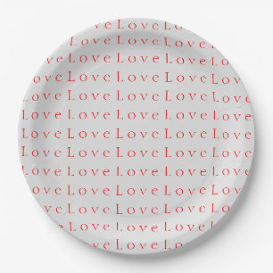 Assiettes En Carton Mariage d'amour rouge unique élégant