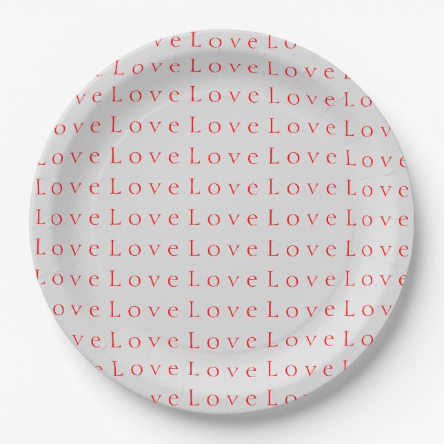Assiettes En Carton Mariage d'amour rouge unique élégant (Devant)