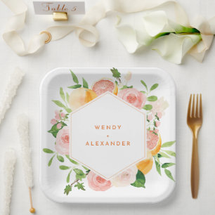 Assiettes En Carton Mariage d'aquarelle Citrus