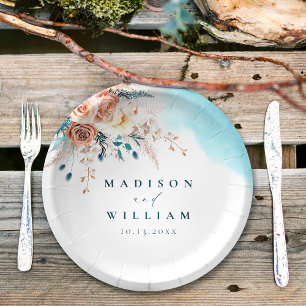 Assiettes En Carton Mariage d'aquarelle de plage