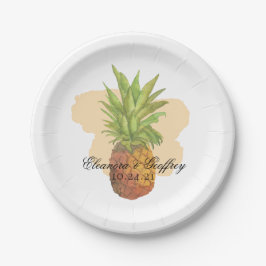 Assiettes En Carton Mariage d'aquarelle d'été pour ananas tropicaux