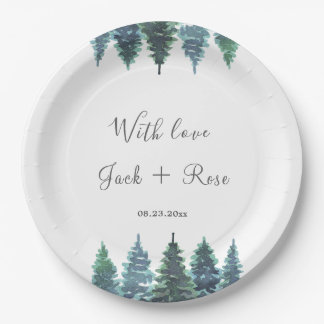Assiettes En Carton Mariage d'aquarelle d'hiver