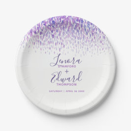 Assiettes En Carton Mariage d'aquarelle violet en cascade