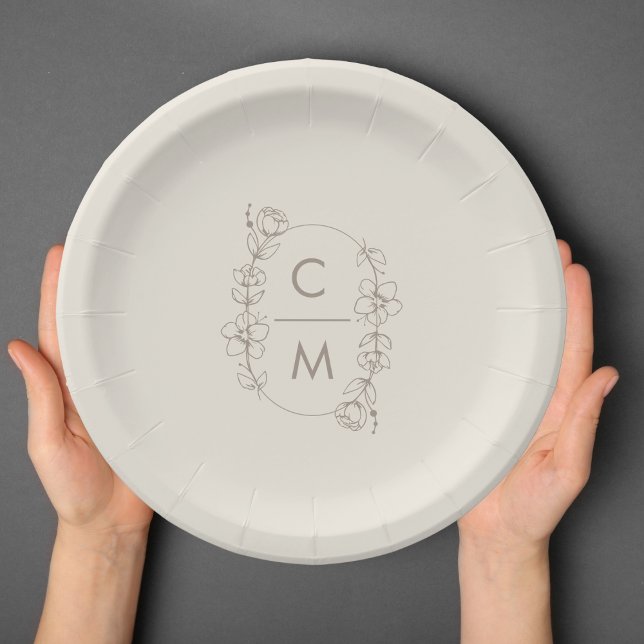 Assiettes En Carton Mariage d'arche de Bohême Fleur sauvage beige (Créateur téléchargé)