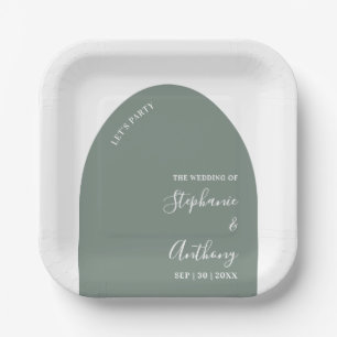 Assiettes En Carton Mariage d'arche verte et blanche Sage