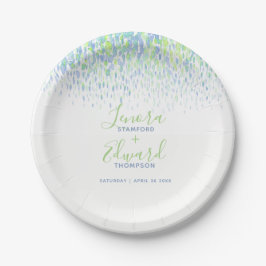 Assiettes En Carton Mariage d'art bleu vert cascade