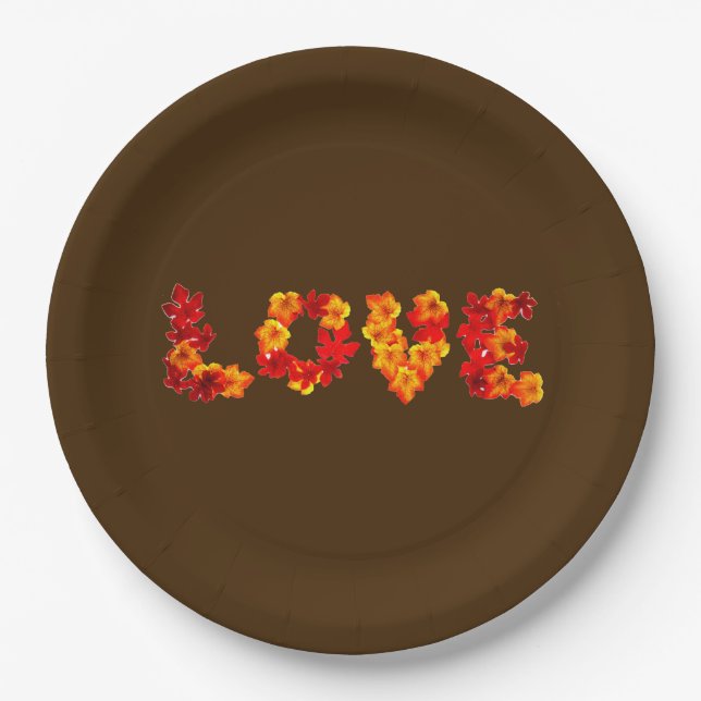Assiettes En Carton Mariage de automne Automne Rustique Amour Feuille  (Devant)