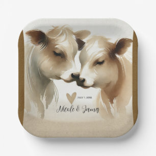 Assiettes En Carton Mariage de campagne à l'amour des vaches brunes et