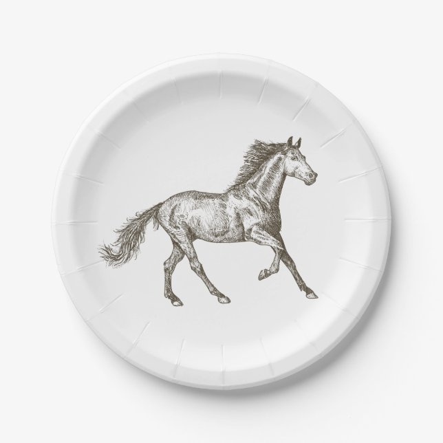 Assiettes En Carton Mariage de Country Horse Fête de l'mariée de l'Oue (Devant)