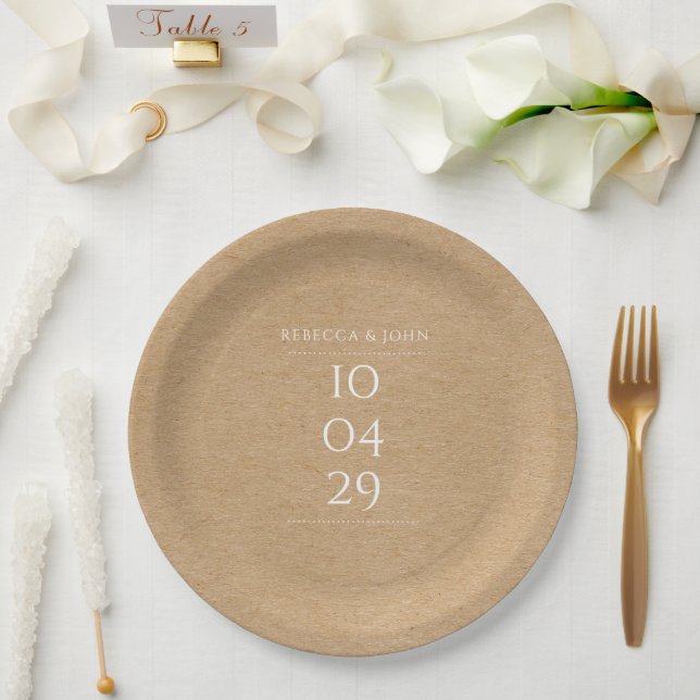 Assiettes En Carton Mariage de date spéciale rustique (Mariage)