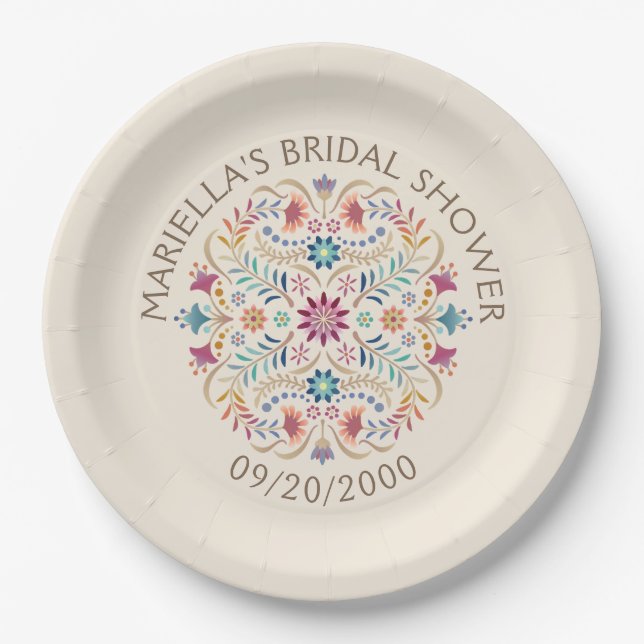 Assiettes En Carton Mariage de douche d'anniversaire Fiesta Boho (Devant)