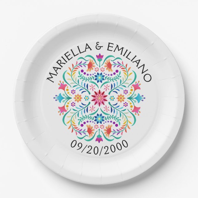 Assiettes En Carton Mariage de douche Fiesta Floral (Devant)