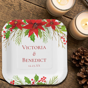 Assiettes En Carton Mariage de fêtes de Noël personnalisé Poinsettia R